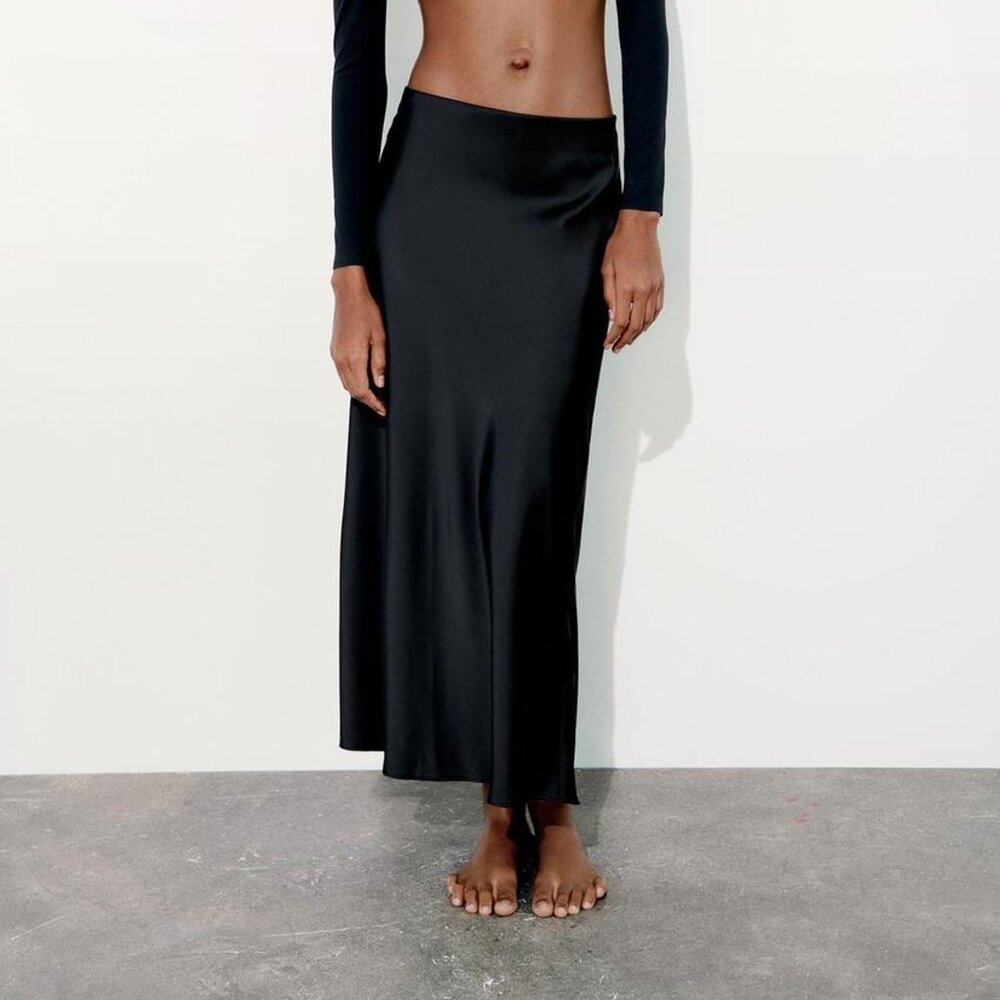 Zara satin effect midi skirt